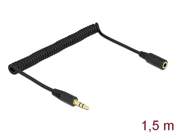 כבל מאריך אודיו מסולסל PL 3.5 סטריאו 3 מגעים ז/נ DELOCK | 86768