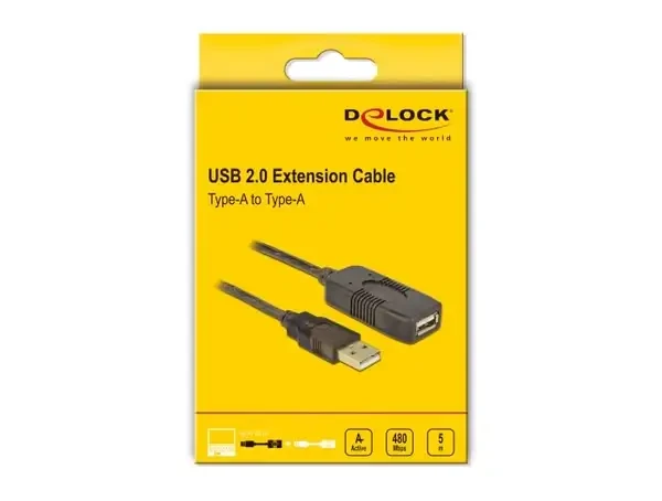 כבל מאריך אקטיבי USB-A 2.0 ז/נ DELOCK | 82308 | 4K