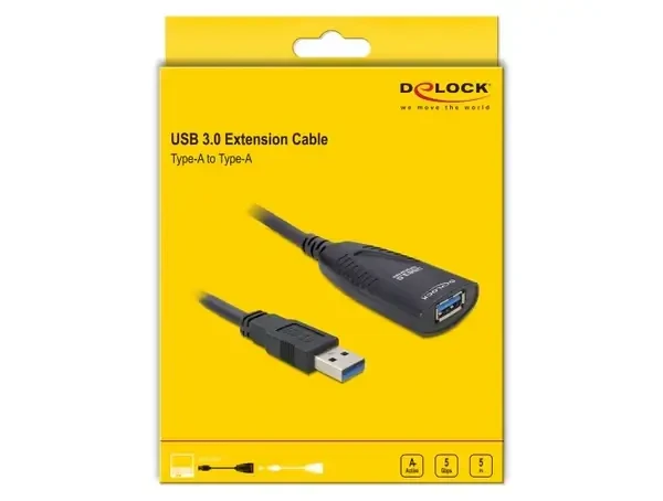 כבל מאריך אקטיבי USB-A 3.0 5Gbps ז/נ DELOCK | 83089 | 4K