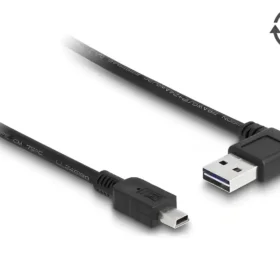 כבל מיני EASY-USB 2.0 תקע Mini-B לתקע USB-A דו כיווני בזווית 90° ז/ז DELOCK | 83379 | 4K