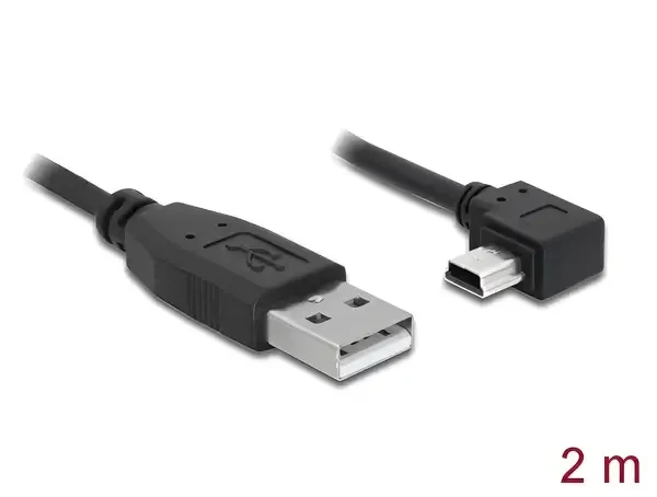 כבל מיני USB 2.0 תקע USB-A לתקע Mini-B בזווית 90° שמאלה ז/ז DELOCK | 82682 | 4K