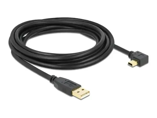 כבל מיני USB 2.0 תקע USB-A לתקע Mini-B בזווית 90° שמאלה ז/ז DELOCK | 82682 | 4K