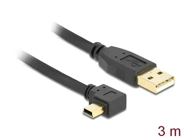 כבל מיני USB 2.0 תקע USB-A לתקע Mini-B בזווית 90° שמאלה ז/ז DELOCK | 82683 | 4K