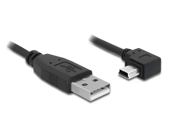 כבל מיני USB 2.0 תקע USB-A לתקע Mini-B בזווית 90° שמאלה ז/ז DELOCK | 82683 | 4K