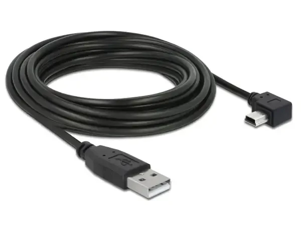 כבל מיני USB 2.0 תקע USB-A לתקע Mini-B בזווית 90° שמאלה ז/ז DELOCK | 82684 | 4K