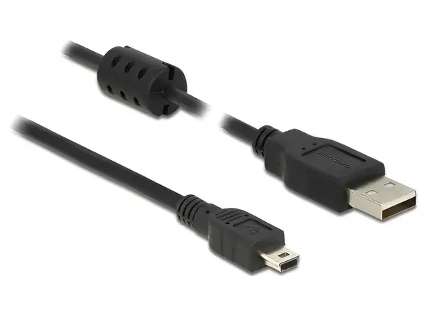 כבל מיני USB 2.0 תקע USB-A לתקע Mini-B בזווית 90° שמאלה ז/ז DELOCK | 84912 | 4K