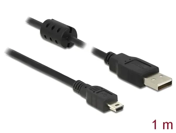 כבל מיני USB 2.0 תקע USB-A לתקע Mini-B בזווית 90° שמאלה ז/ז DELOCK | 84912 | 4K