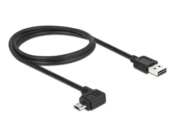 כבל מיקרו EASY-USB 2.0 תקע Micro-B בזווית צד 90° לתקע USB-A עם מחברים דו כיווניים ז/ז DELOCK | 83846 | 4K