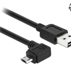 כבל מיקרו EASY-USB 2.0 תקע Micro-B בזווית צד 90° לתקע USB-A עם מחברים דו כיווניים ז/ז DELOCK | 83847 | 4K