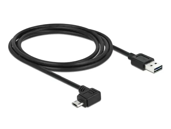 כבל מיקרו EASY-USB 2.0 תקע Micro-B בזווית צד 90° לתקע USB-A עם מחברים דו כיווניים ז/ז DELOCK | 83853 | 4K