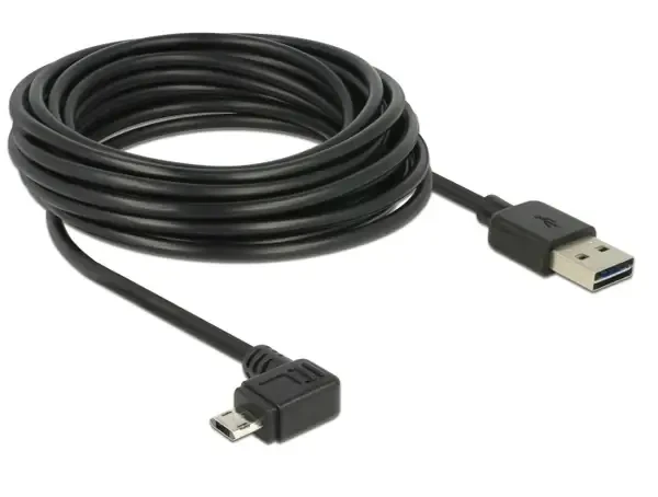 כבל מיקרו EASY-USB 2.0 תקע Micro-B בזווית צד 90° לתקע USB-A עם מחברים דו כיווניים ז/ז DELOCK | 85562 | 4K