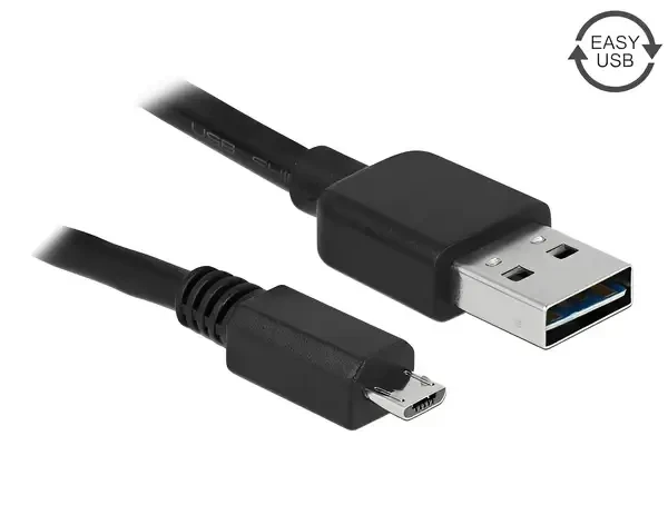 כבל מיקרו EASY-USB 2.0 תקע Micro-B לתקע USB-A דו כיווני ז/ז DELOCK | 83366 | 4K