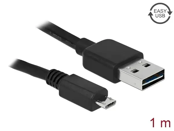 כבל מיקרו EASY-USB 2.0 תקע Micro-B לתקע USB-A דו כיווני ז/ז DELOCK | 83366 | 4K