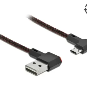 כבל מיקרו EASY-USB 2.0 תקע Micro-B לתקע USB-A עם מחברים דו כיווניים בזווית צד 90° ז/ז DELOCK | 85271 | 4K