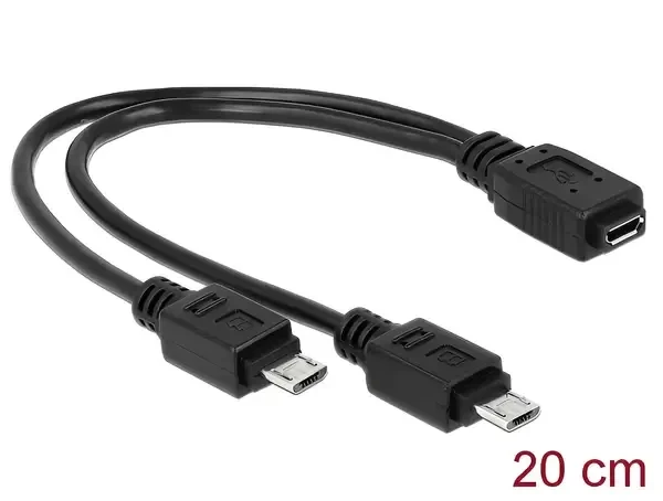 כבל מפצל מיקרו USB 2.0 מ-שקע Micro-B ל-2 תקעים Micro-B ז/ז DELOCK | 65440 | 4K