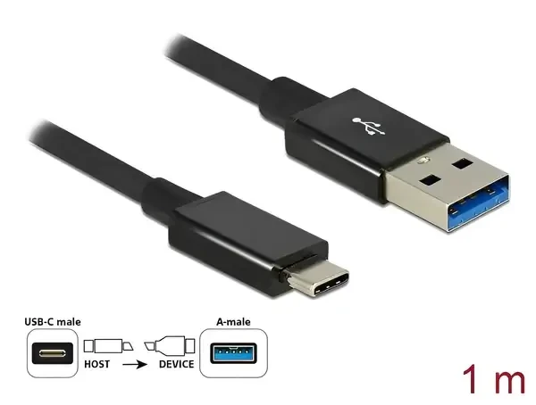 כבל קואקסיאלי USB3.1 Gen2 10Gbps תקע USB-C לתקע USB-A ז/ז DELOCK | 83983 | 4K