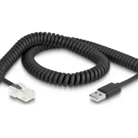 כבל קורא ברקוד מסולסל תקע USB-A 2.0 לתקע RJ50 אורך 2 מטר DELOCK | 90602 | 4K