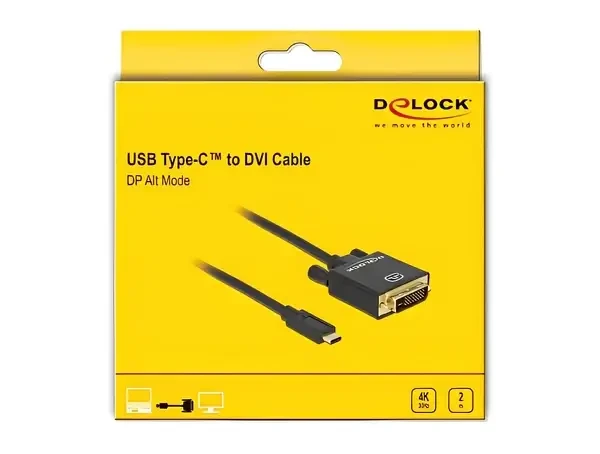 כבל תצוגה USB-C לחיבור מסך DVI ז/ז DELOCK | 85322 | 4K | 30hertz