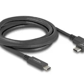 כבל תצוגה ונתונים USB-C 5Gbps HDR צד אחד בזווית 90° תומך PD 60W ז/ז DELOCK | 80038 | 4K