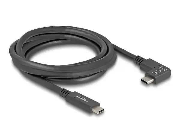 כבל תצוגה ונתונים USB-C 5Gbps HDR צד אחד בזווית 90° תומך PD 60W ז/ז DELOCK | 80038 | 4K