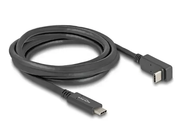 כבל תצוגה ונתונים USB-C 5Gbps HDR צד אחד מכופף 90° תומך PD 60W ז/ז DELOCK | 80035 | 4K