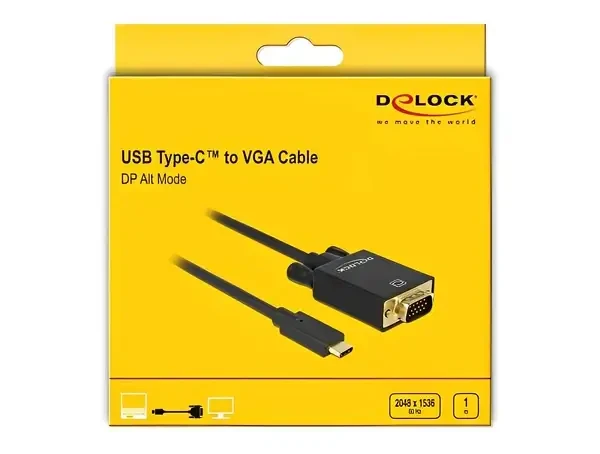 כבל תצוגה תקע USB-C לתקע VGA ז/ז DELOCK | 85262