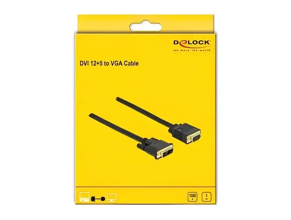 כבל תצוגה תקע VGA לתקע DVI 12+5 ז/נ DELOCK | 86750 | 4K | 60hertz