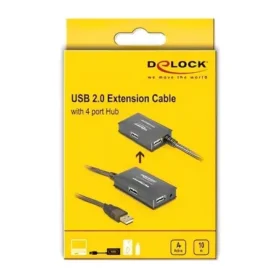 מפצל USB 2.0 אקטיבי עם 4 יציאות ז/נ DELOCK | 82748 | 4K