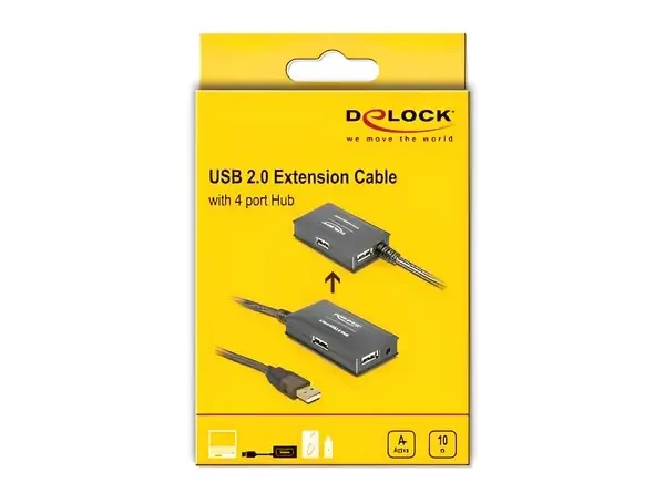 מפצל USB 2.0 אקטיבי עם 4 יציאות ז/נ DELOCK | 82748 | 4K