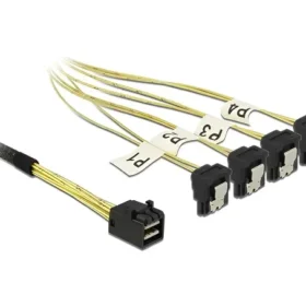 כבל Mini SAS HD SFF-8643 ל- SATA 7 pin x 4 בזווית 90° ז/ז DELOCK | 85684 | 4K