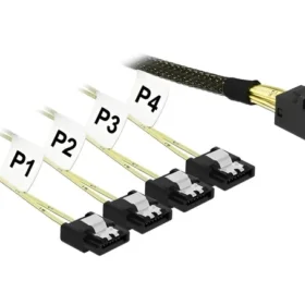 כבל Mini SAS HD SFF-8643 ל- SATA 7 pin x 4 ז/ז DELOCK | 83392 | 4K