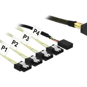 כבל Mini SAS HD SFF-8643 ל-Sideband + SATA 7 pin x 4 ז/נ DELOCK | 85732 | 4K