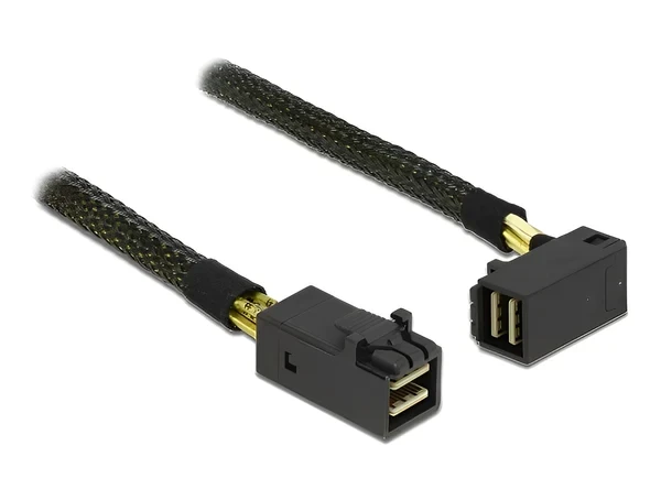 כבל Mini SAS HD SFF-8643 צד אחד בזווית 90° ז/ז DELOCK | 83621 | 4K