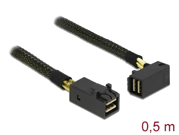 כבל Mini SAS HD SFF-8643 צד אחד בזווית 90° ז/ז DELOCK | 83621 | 4K