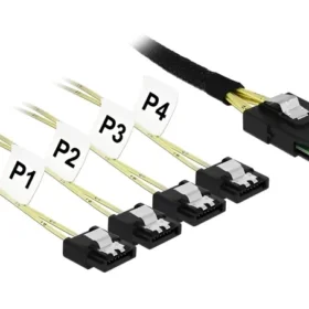 כבל Mini SAS SFF-8087 ל-SATA 7 pin x 4 ז/נ DELOCK | 83315 | 4K