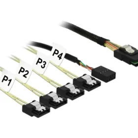כבל Mini SAS SFF-8087 ל-Sideband + SATA 7 pin Reverse x 4 ז/נ DELOCK | 83318 | 4K