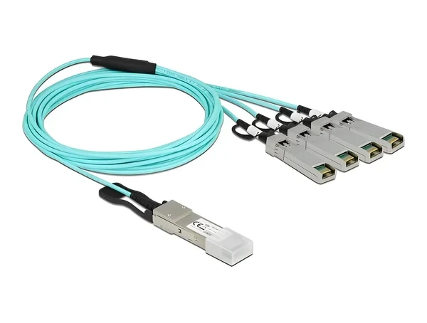 כבל אופטי אקטיבי +QSFP זכר ל- 4 חיבורים +SFP זכר DELOCK | 84058 | 4K