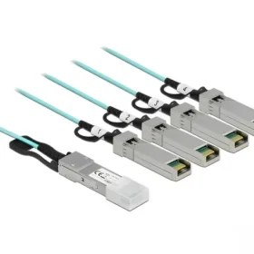 כבל אופטי אקטיבי +QSFP זכר ל- 4 חיבורים +SFP זכר DELOCK | 84058 | 4K
