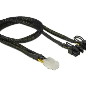 כבל חשמל PCI Express עם ציפוי בד Nylon שקע 6 פינים ל- 2 תקעים 8 (6+2) פינים ז/נ DELOCK | 85455 | 4K