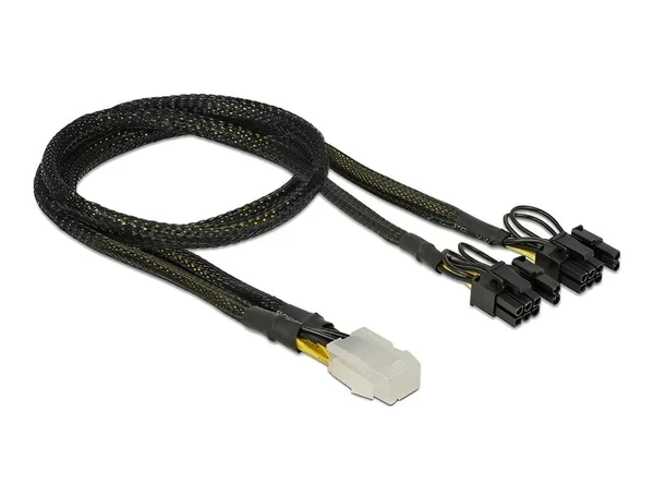 כבל חשמל PCI Express עם ציפוי בד Nylon שקע 6 פינים ל- 2 תקעים 8 (6+2) פינים ז/נ DELOCK | 85455 | 4K