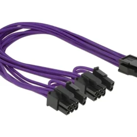 כבל חשמל PCI Express עם ציפוי בד סגול שקע 6 פינים ל- 2 תקעים 8 (6+2) פינים ז/נ DELOCK | 83704 | 4K
