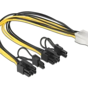 כבל חשמל PCI Express שקע 6 פינים ל- 2 תקעים 8 (6+2) פינים ז/נ DELOCK | 85452 | 4K