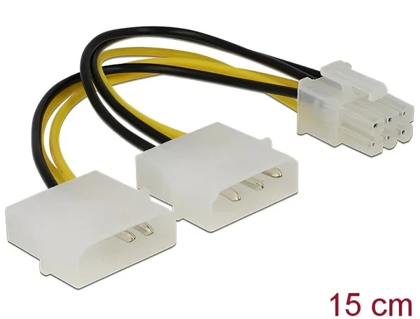 כבל חשמל PCI Express תקע 6 פינים ל- 2 x מולקס ז/ז DELOCK | 82315 | 4K