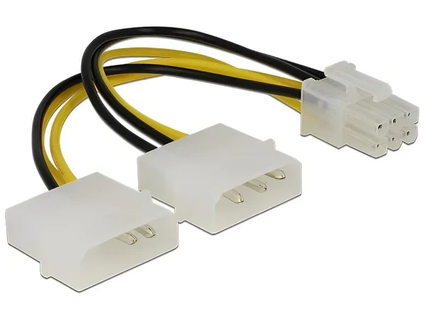 כבל חשמל PCI Express תקע 6 פינים ל- 2 x מולקס ז/ז DELOCK | 82315 | 4K