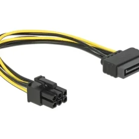 כבל חשמל PCI Express תקע 6 פינים לתקע SATA 15 pin נ/נ DELOCK | 82924 | 4K