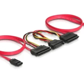 כבל חשמל ונתונים כפול שקע SATA 3 Gb/s 22 pin לשקע SATA 7 pin + תקע Power SATA נ/נ DELOCK | 84356 | 4K