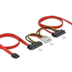 כבל חשמל ונתונים כפול שקע SATA 3 Gb/s 22 pin לשקע SATA 7 pin + תקע מולקס נ/נ DELOCK | 84239 | 4K