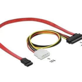כבל חשמל ונתונים שקע SATA 3 Gb/s 22 pin לשקע SATA 7 pin + תקע מולקס נ/נ DELOCK | 84230 | 4K