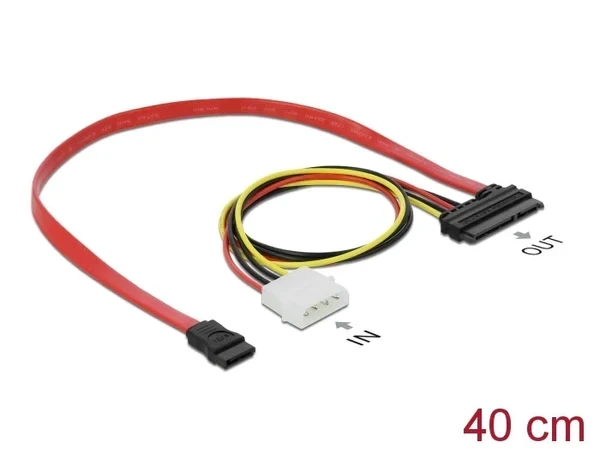 כבל חשמל ונתונים שקע SATA 3 Gb/s 22 pin לשקע SATA 7 pin + תקע מולקס נ/נ DELOCK | 84230 | 4K