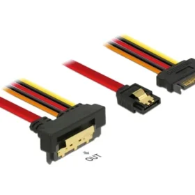 כבל חשמל ונתונים שקע SATA 6 Gb/s 22 pin בזווית 90° לשקע SATA 7 pin + תקע Power SATA נ/נ DELOCK | 85229 | 4K